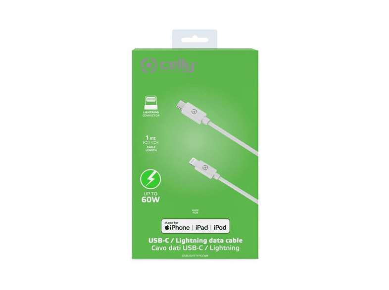 Celly Type C To Lightning Kablo Beyaz Usb Kablolari