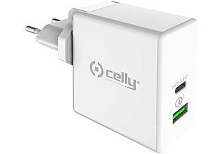 CELLY Priz Şarj Süper 1USB-1TYPEC 45W Şarj Cihazı Beyaz