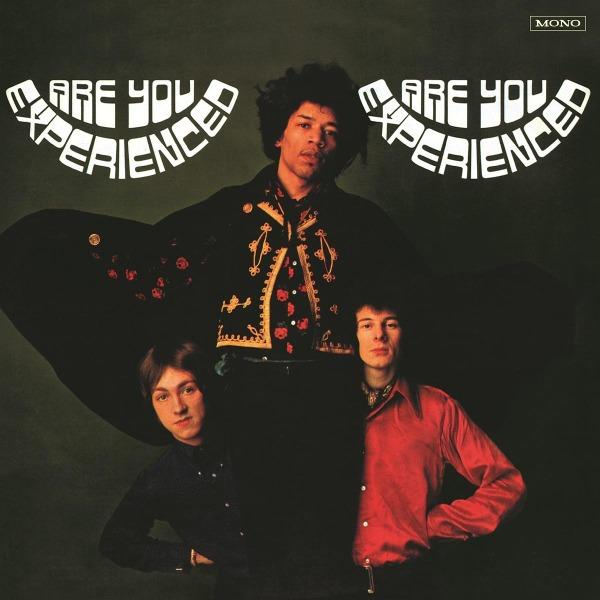 Album borító: Három fekete ruhás férfi. Szöveg: 'Are You Experienced' és 'The Jimi Hendrix Experience' ívben.