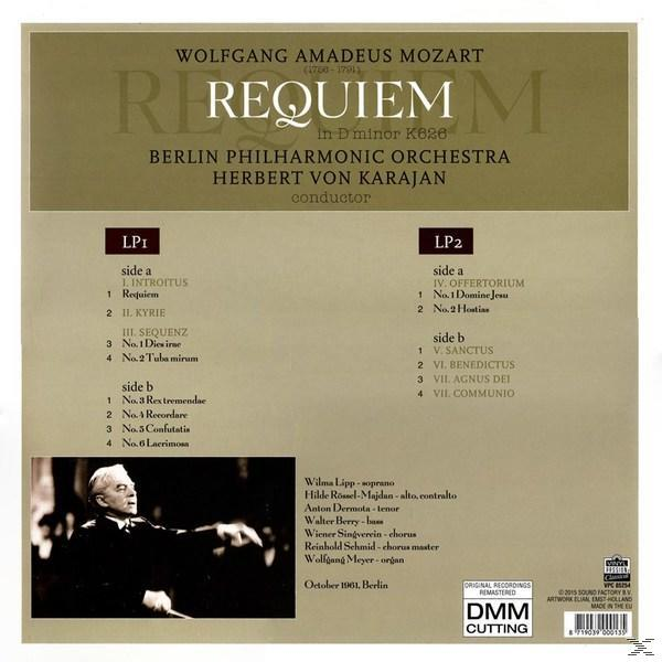 Vinil lemez borítója a Requiem zenéről szóló szöveggel. Fehér háttér.