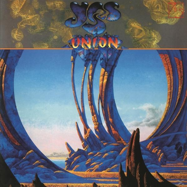 Album borító: Futurisztikus tájkép kék éggel. Cím: Yes, Union.
