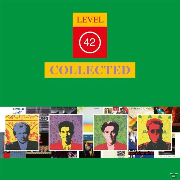 A 'Collected' album borítója a Level 42-től. A zenekar tagjainak képeit és egy piros négyzetet tartalmaz.