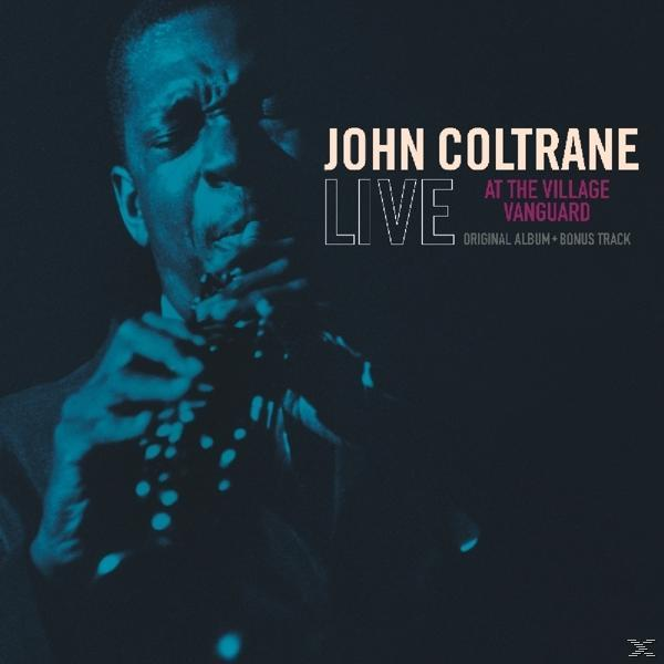 A 'Live at the Village Vanguard' album borítója John Coltrane-től. Kék háttérrel rendelkezik.