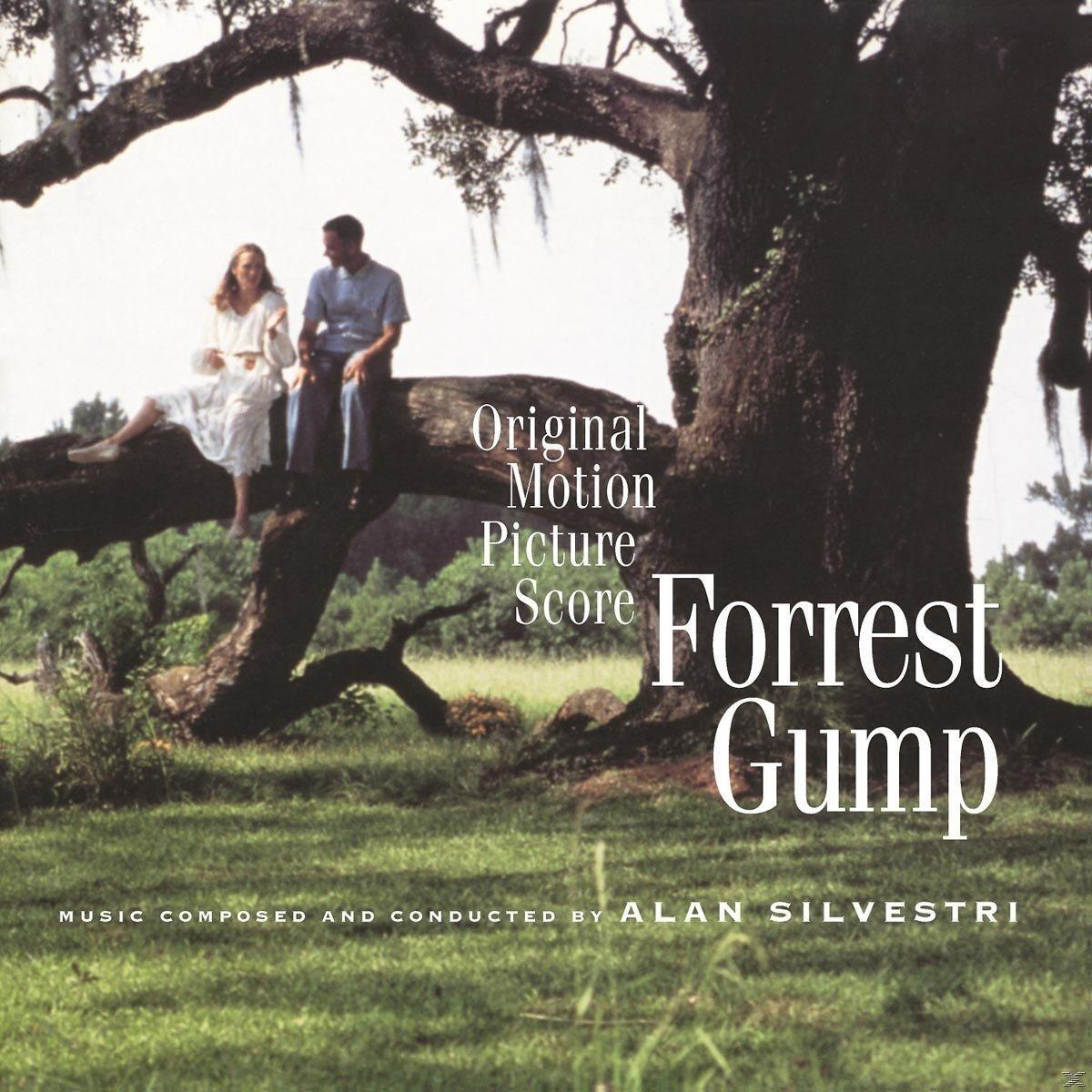 A Forrest Gump film borítója. Egy pár ül egy fán, a film címével és stáblistájával.