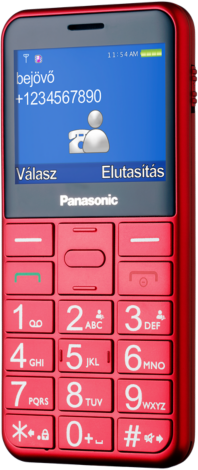 PANASONIC KX-TU150 piros nyomógombos kártyafüggetlen mobiltelefon időseknek