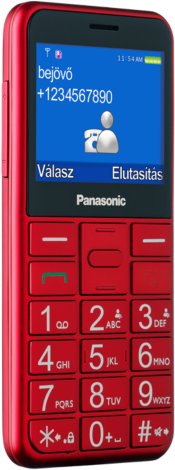 PANASONIC KX-TU150 piros nyomógombos kártyafüggetlen mobiltelefon időseknek