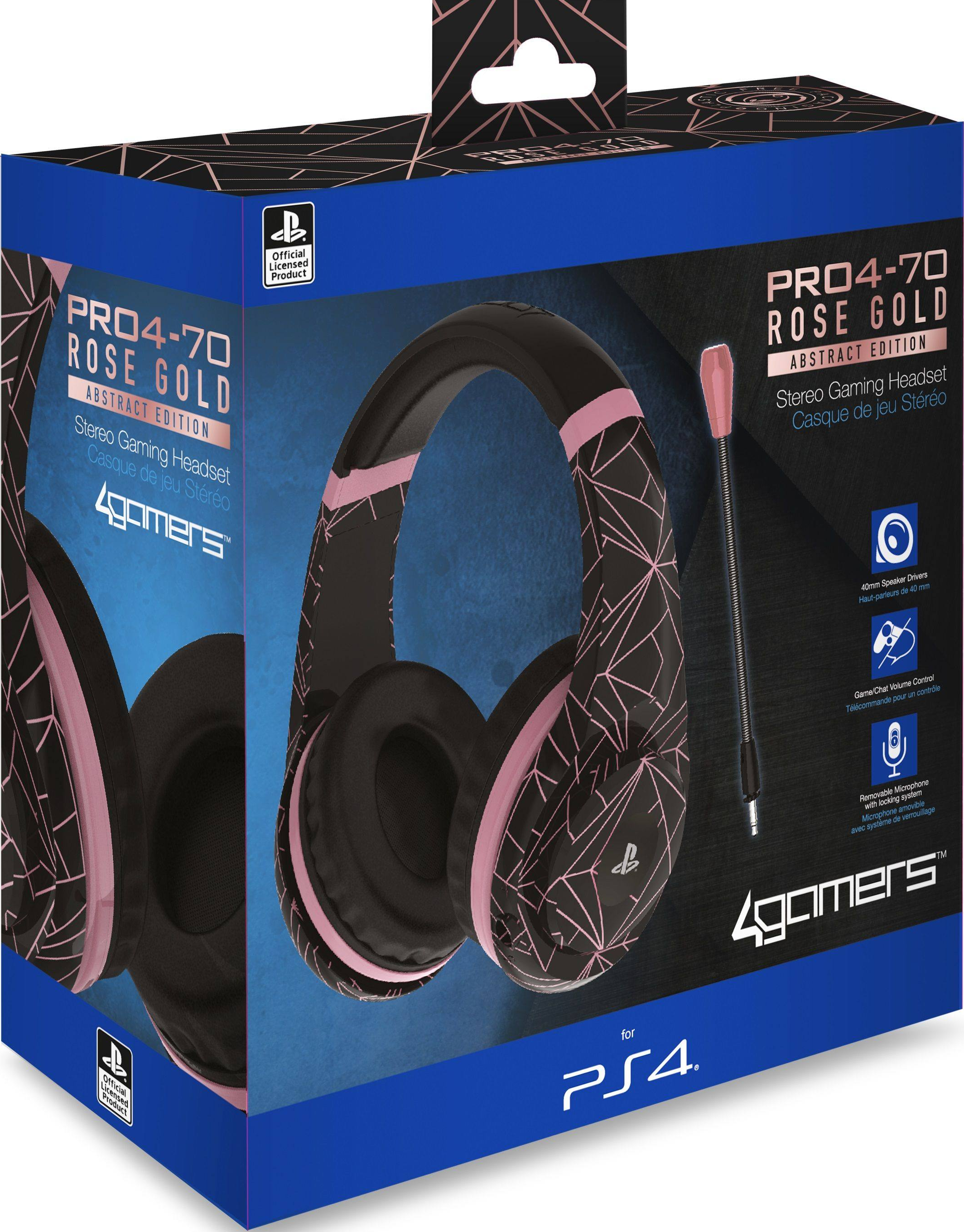 4 GAMERS Gaming Headset Rose Gold Edition Abstract Black Pink PRO4-70