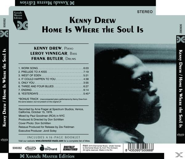 A 'Home Is Where The Soul Is' Kenny Drew album borítója, a számlistával.