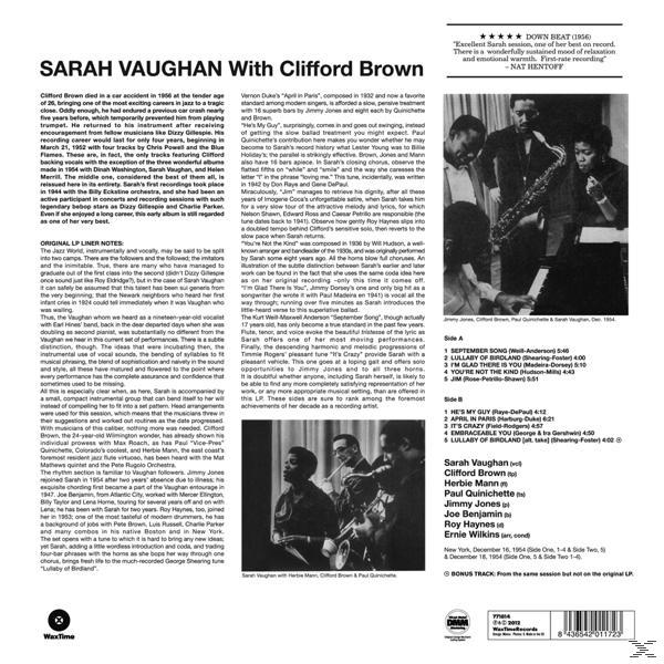 Album borító Sarah Vaughan és Clifford Brown szöveggel és képekkel.