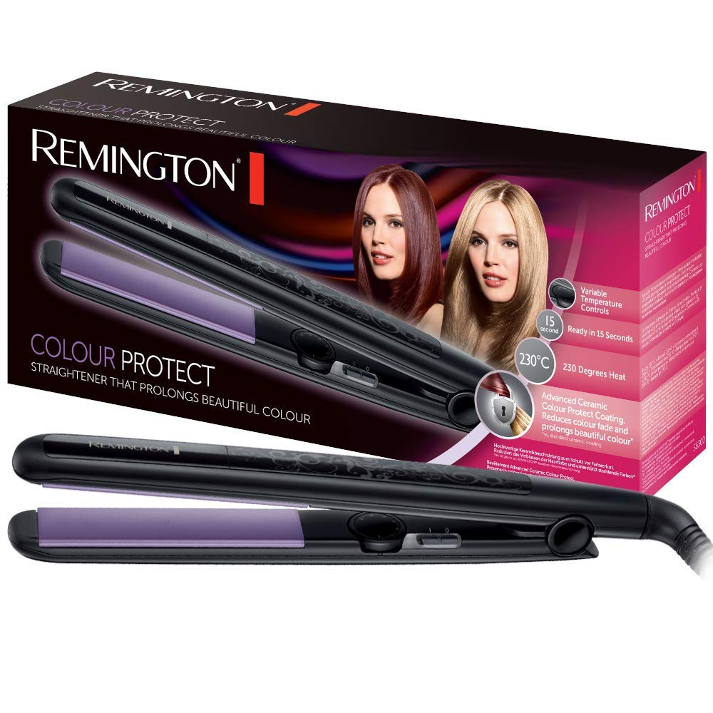 Alisador Remington S6300 plancha pelo colour protect cerámica placas flotantes extra largas 30 ajustes negro y... caliente violeta 18 protege prolonga el color del cabello con temperatura hasta 230ºc 15 230