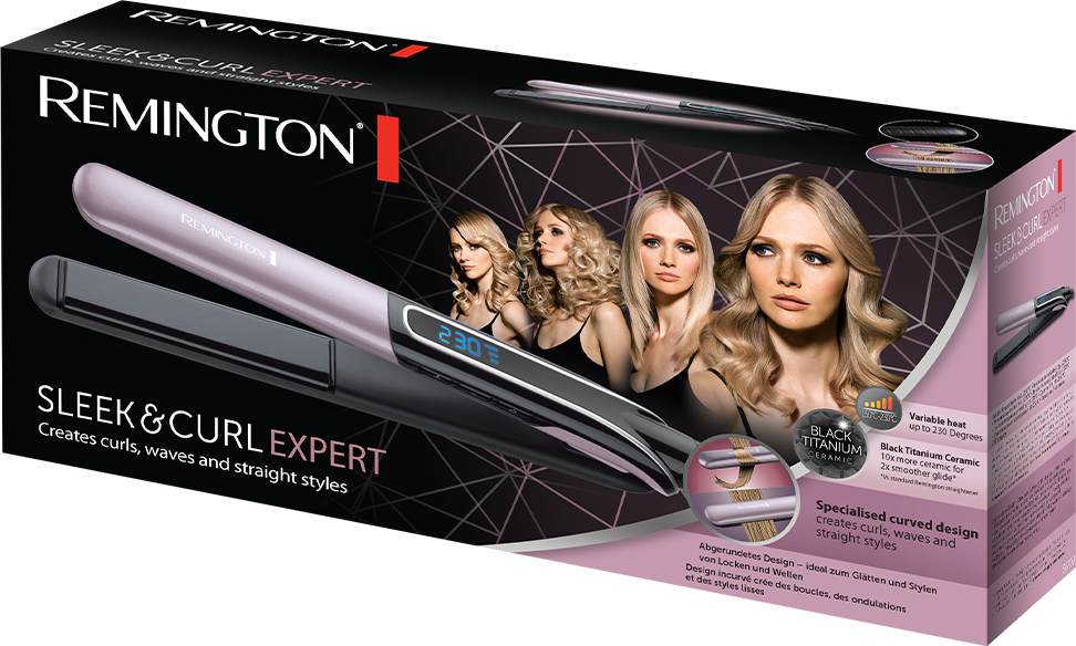 Plancha de pelo - Remington S6700, 230 ºC, 15 s, Cerámica y titanio, Lila