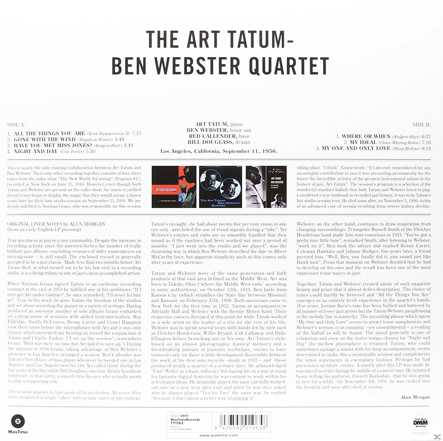 Album borító, fekete-fehér, Ben Websterről, Tatumról és a zenészekről szóló szöveggel.