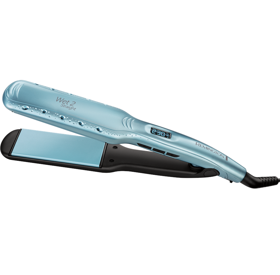 Plancha de pelo - Remington Wet 2 Straight, 235 ºC, Húmedo y seco, 15 s, Azul