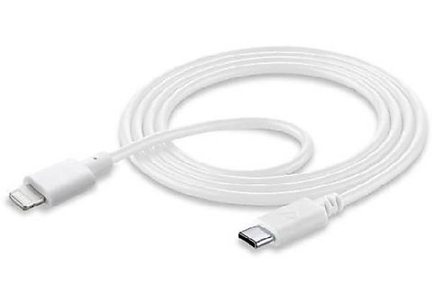 Cable USB - CellularLine, USB 2.0 USB-C ™, USB Apple Lightning, 15 cm, Blanco