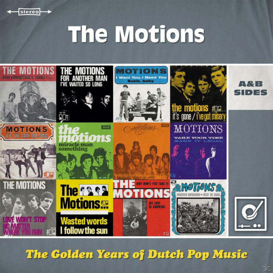 Collage van The Motions' albumhoezen, getiteld 'The Golden Years of Dutch Pop Music'.