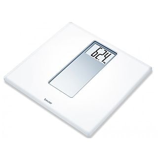 Báscula de baño -  Beurer PS160, Hasta 180 kg, Pantalla LCD, Inicio rápido, Apagado automático, Blanco