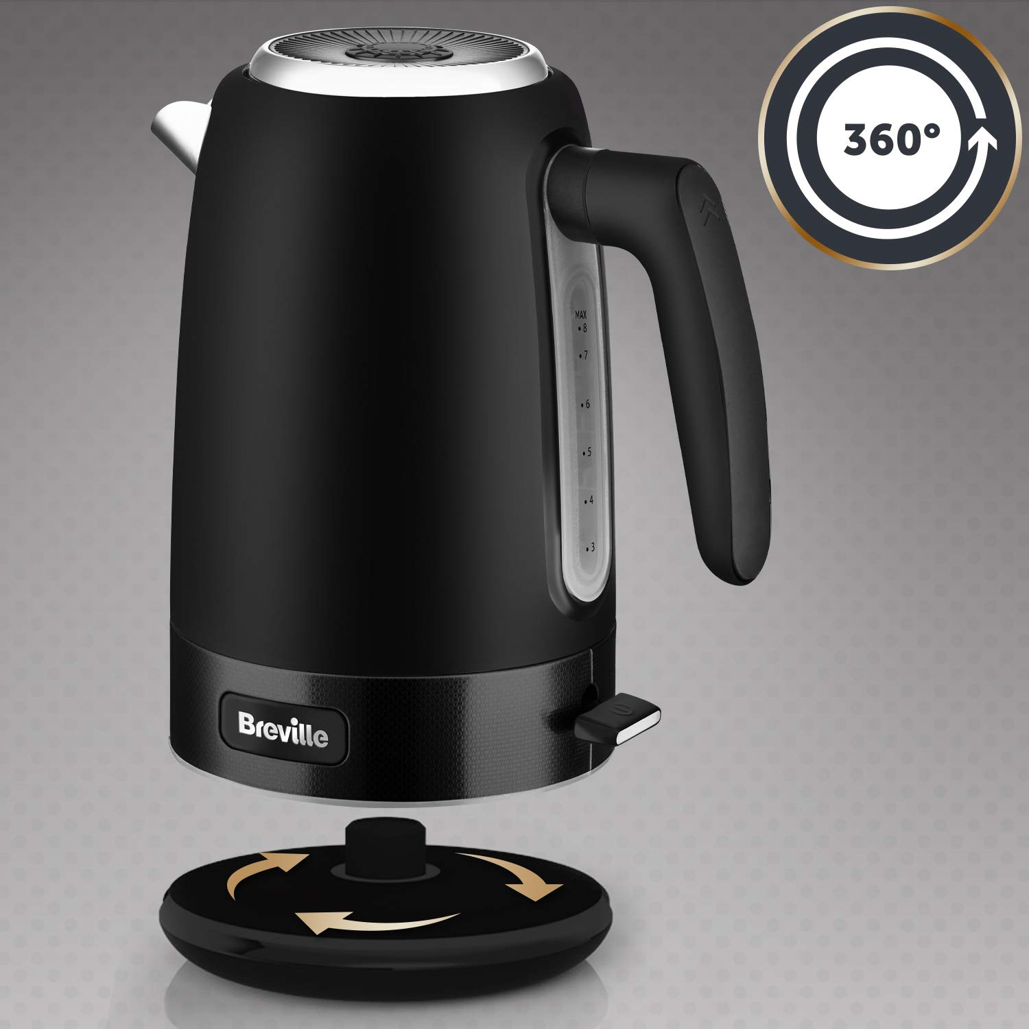 Hervidor de agua -  Breville VKT0146X01, 1.7 L, 8 Tazas, 2.4 kW, Ebullición rápida, Colección New York, Negro