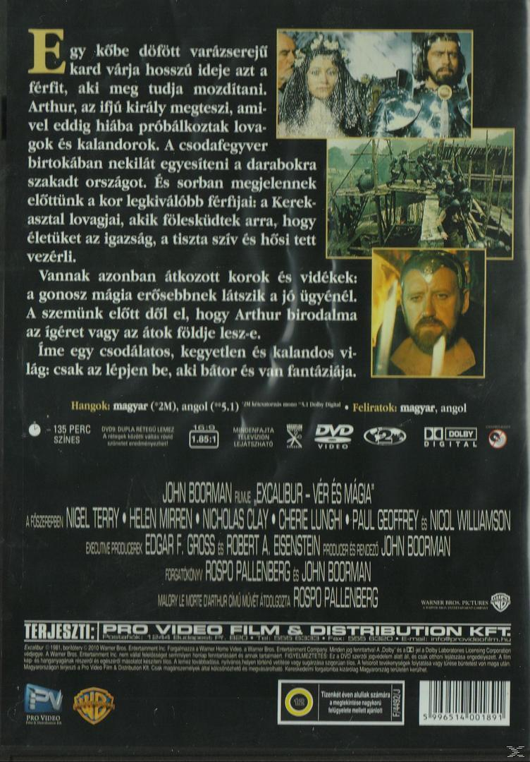 DVD tok Excalibur film címmel. A film szövege és képei a borítón.