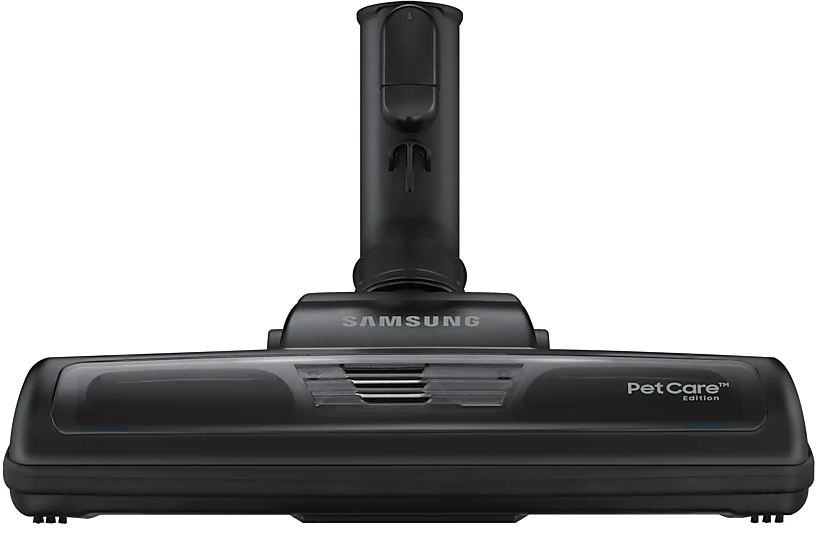 Fekete Samsung Pet Care Edition porszívófej. Fehér háttér előtt.