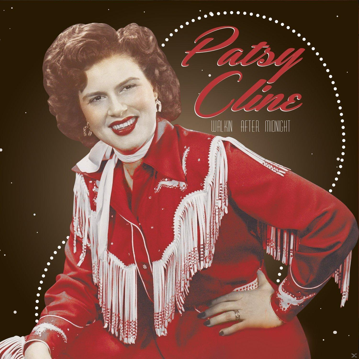 Albumcover. Patsy Cline in rotem Cowgirl-Outfit. Text: Walkin' After Midnight.