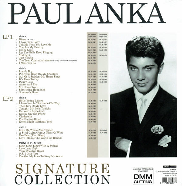 Paul Anka CLASSIC - COLLECTION SIGNATURE HITS - - (Vinyl)