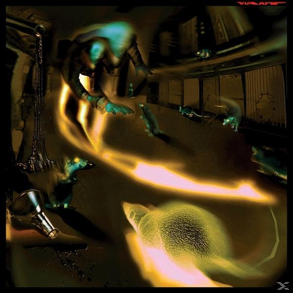 Albumcover. Eine außerirdische Figur mit einem leuchtenden Pfad. Ratten und eine Glasflasche sind verstreut.