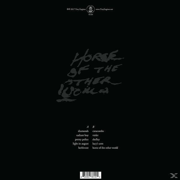 Albumcover mit Text 'Horse of the Other World' in Grau auf schwarzem Hintergrund, Trackliste und Credits.