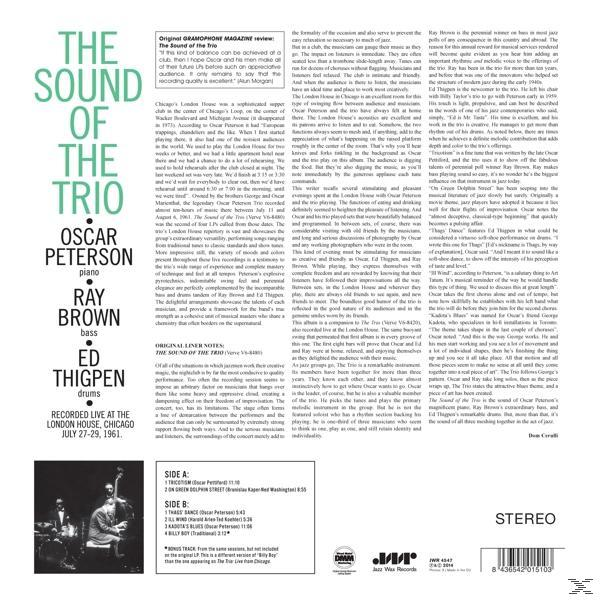 Album borító: The Sound of The Trio. Oscar Peterson, Ray Brown, Ed Thigpen. Élő felvétel.