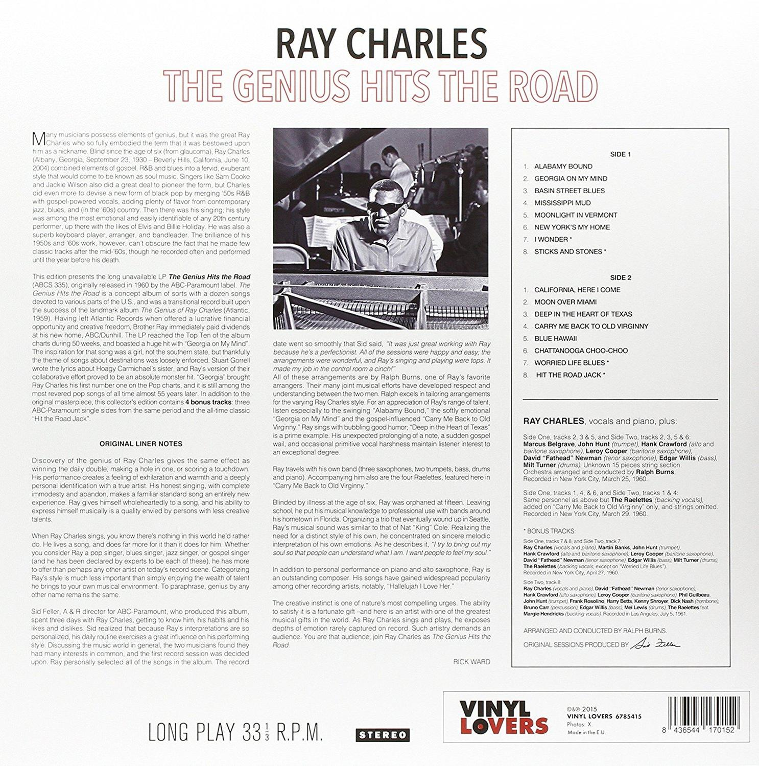 Ray Charles "The Genius Hits The Road" albumának borítója őt ábrázolja mosolyogva.