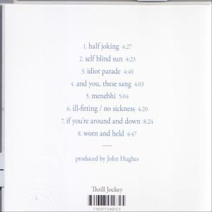 Rückseite eines CD-Cases mit Songtiteln und Credits auf Englisch.