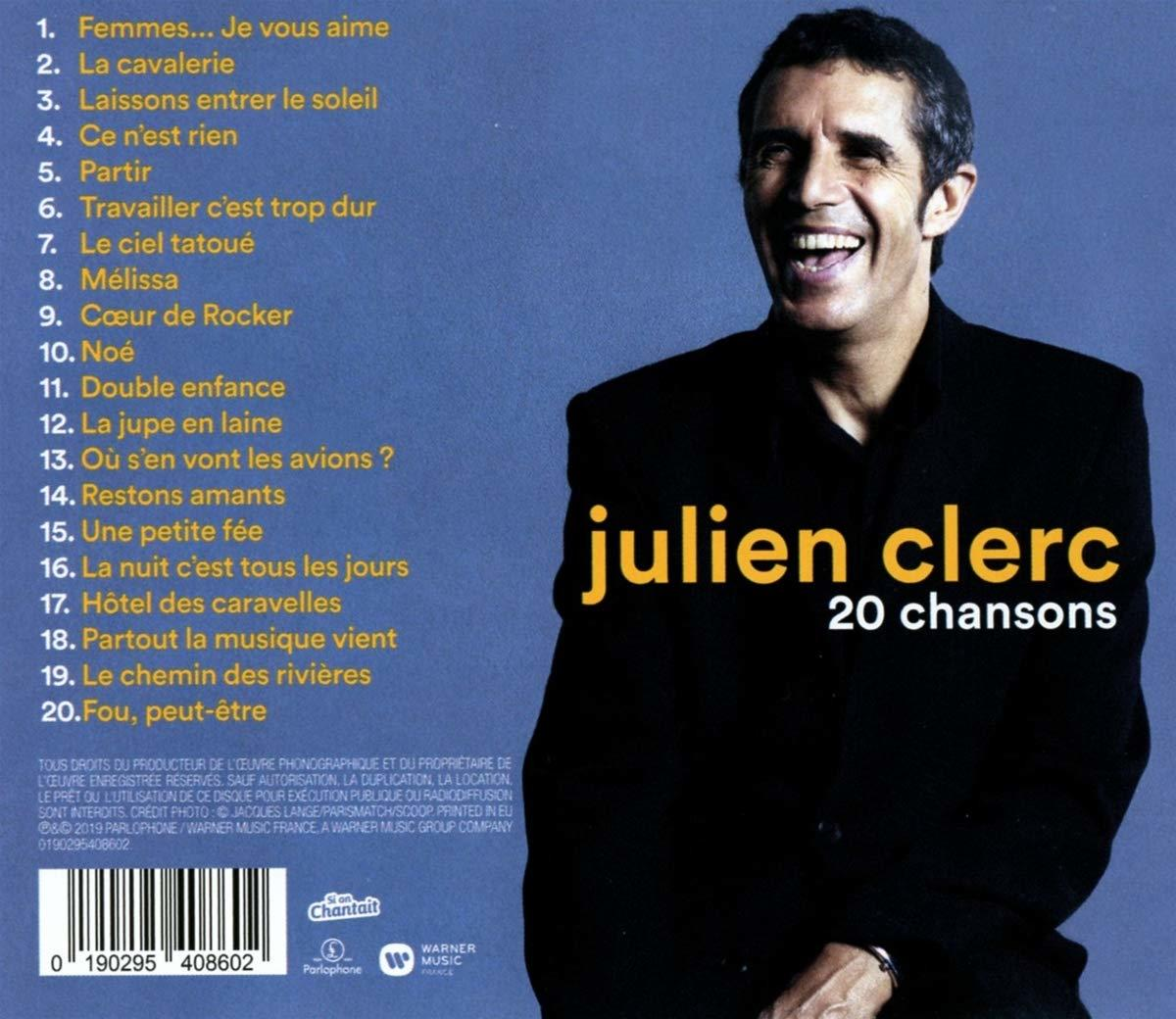 CD-Cover von Julien Clerc mit einem Foto von ihm und Titeln auf Französisch.