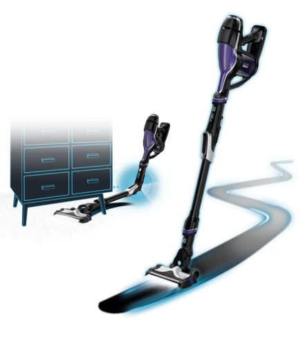 Aspirador escoba - Rowenta Air Force Flex 440 RH9209, Sin bolsa, Autonomía 30min, 0.65L, 21.9V, Púrpura negro