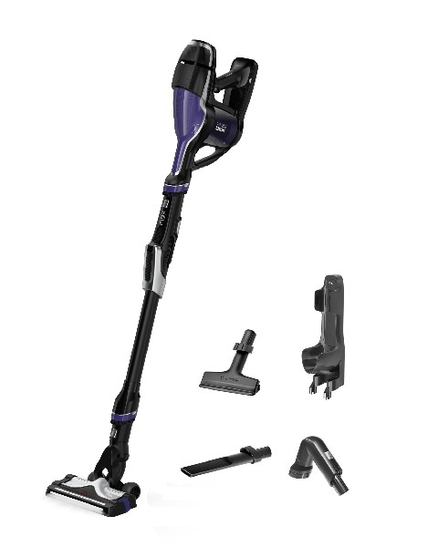 Aspirador escoba - Rowenta Air Force Flex 440 RH9209, Sin bolsa, Autonomía 30min, 0.65L, 21.9V, Púrpura negro