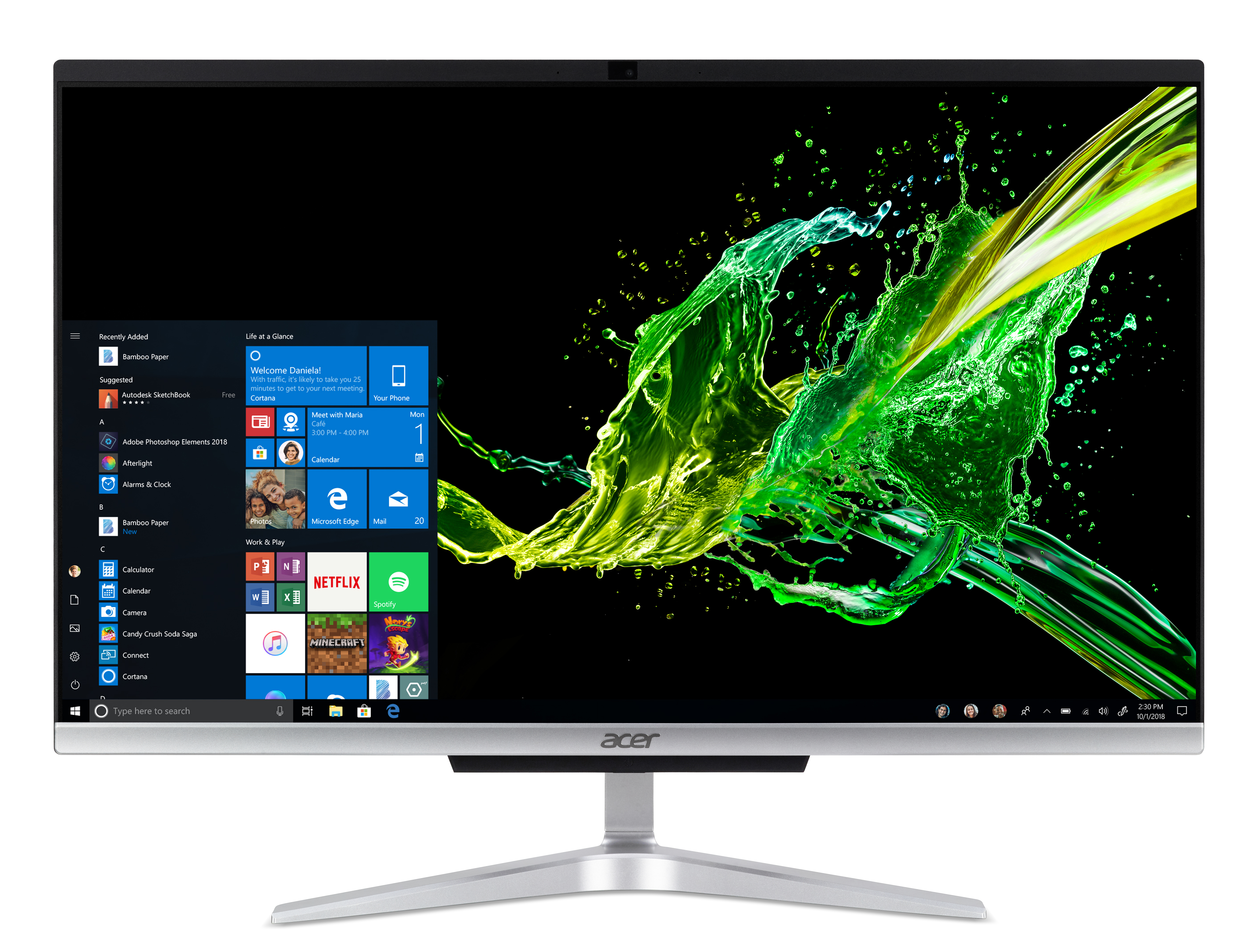 ACER All-in-One PC Aspire C24-963, silber - Ausstellungsstück All-in-One PC 23,8 Zoll, Full-HD, Intel® Core™ i5-1035G1 Prozessor
(6 MB Cache, bis zu 3.60 GHz), 8 GB RAM, 512 GB SSD, Silber