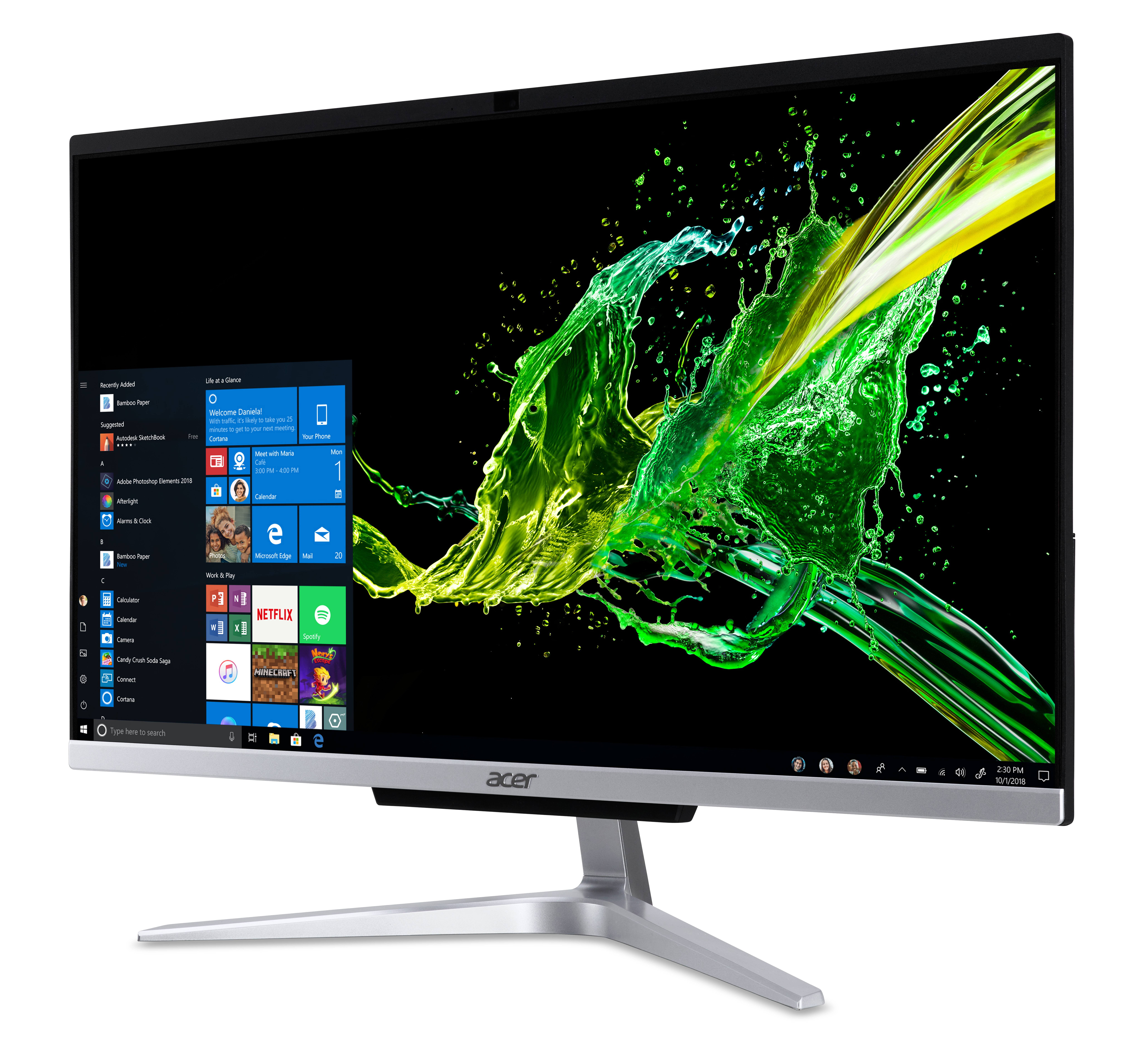 ACER All-in-One PC Aspire C24-963, silber - Ausstellungsstück All-in-One PC 23,8 Zoll, Full-HD, Intel® Core™ i5-1035G1 Prozessor
(6 MB Cache, bis zu 3.60 GHz), 8 GB RAM, 512 GB SSD, Silber