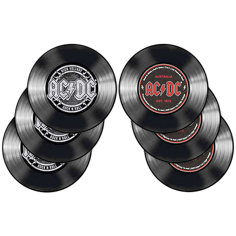 AC/DC ROCKBITES Schallplattenuntersetzer 6-teilig Untersetzer