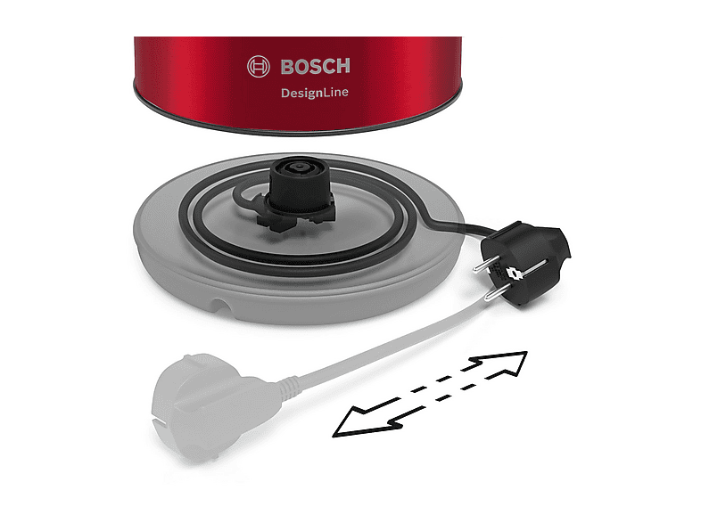 Bosch Wasserkocher Design Line 1.7l Rot TWK3P424 Wasserkocher (Rot, 1.7 l, ) — Foto 2 von 3