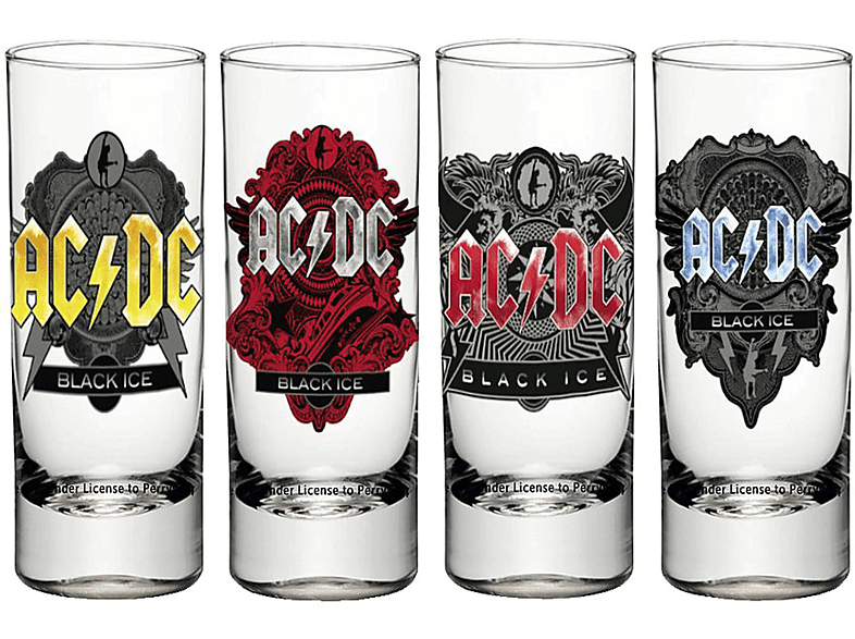 KLANGUNDKLEID.DE AC/DC Black Ice Schnapsgläser 4er-Set Schnapsgläser 100% Glas