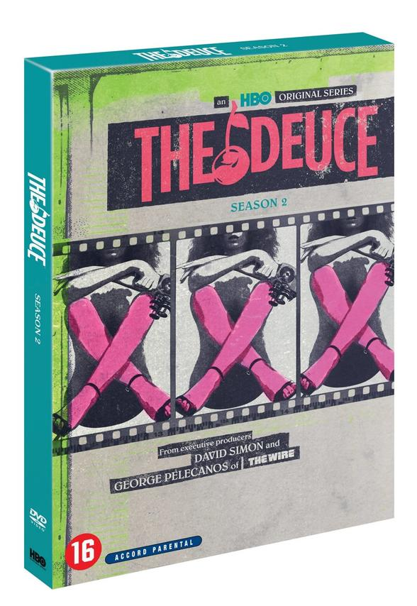 The Deuce Season 2 DVD cover. The Deuce title is in pink and red.