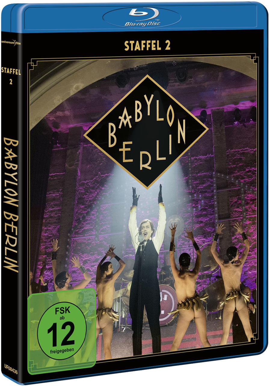 Ein Blu-ray-Box-Set von Babylon Berlin, Staffel 2. Das Cover zeigt eine Bühnenaufführung.