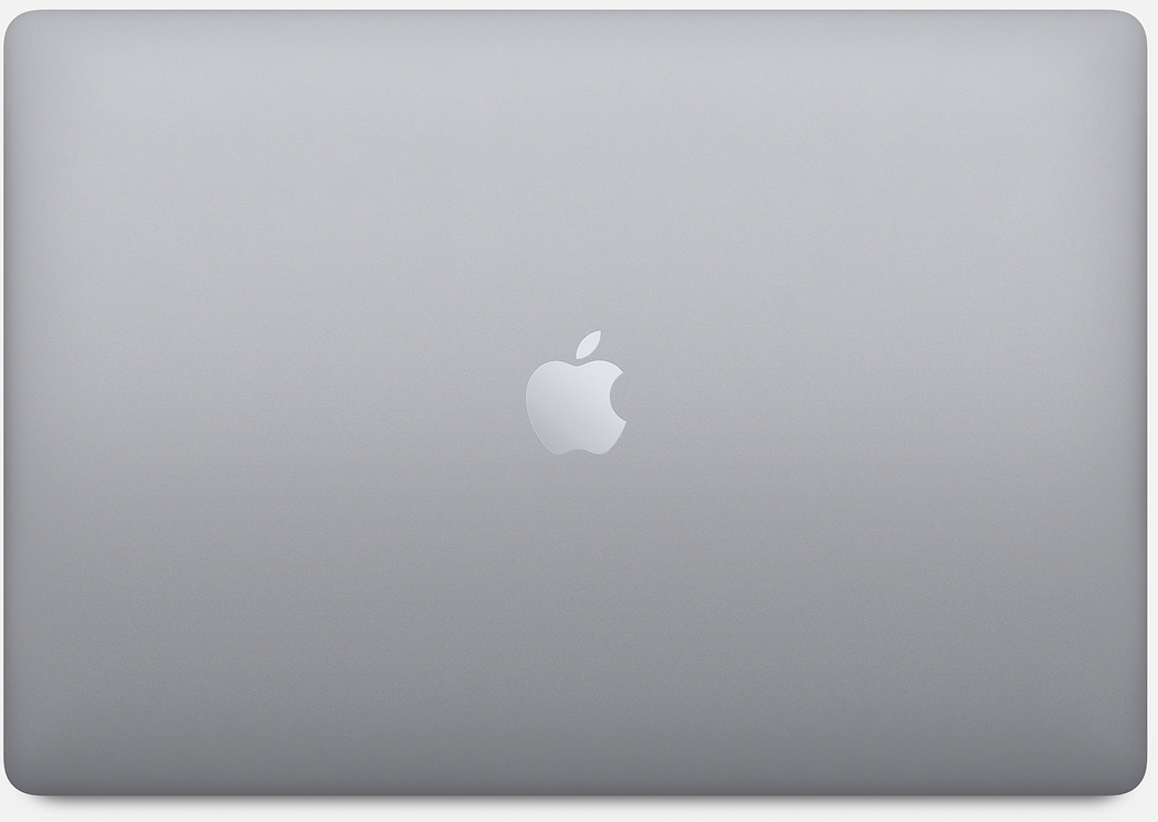 Eine silberne MacBook-Oberseite mit dem Apple-Logo in der Mitte.