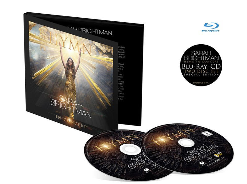 Zwei CDs mit einer Frau in goldenem Kleid und Text. Blu-ray-Box.