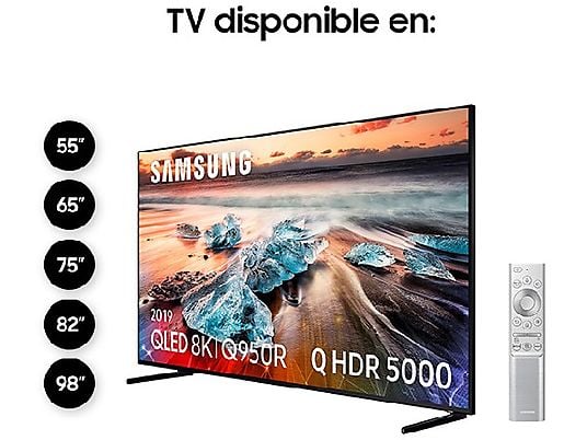 TV QLED 75" -  Samsung QE75Q950RBTXXC, 60 W, UHD 8K, Quantum Processor 8K, HDR, Smart TV, Negro