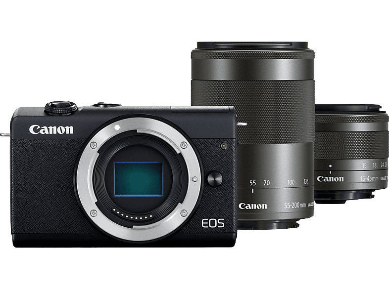 CANON Hybride camera EOS M200 + 15-45 mm + 55-200 mm Zwart (3699C018AA)