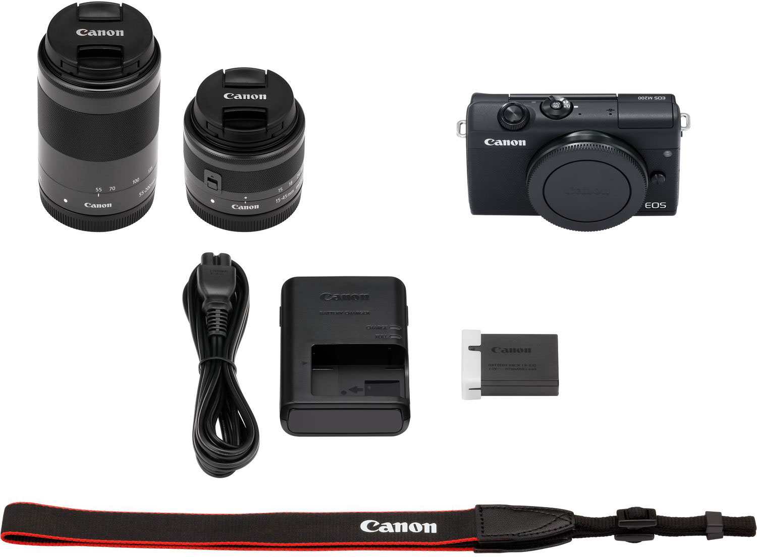 CANON Appareil photo hybride EOS M200 + 15-45 mm + 55-200 mm Noir (3699C018AA)
