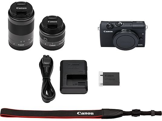 CANON Appareil photo hybride EOS M200 + 15-45 mm + 55-200 mm Noir (3699C018AA)