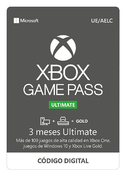 Tarjeta Xbox Game Pass, fondo gris oscuro, texto blanco, logotipo.