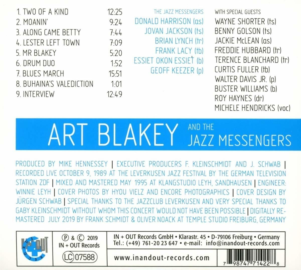 Art Blakey and the Jazz Messengers Albumcover. Trackliste und Credits sind sichtbar.