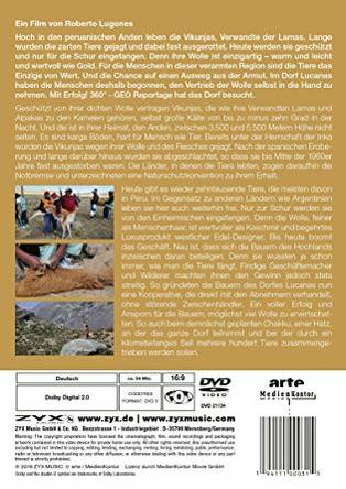 Rückseite einer DVD-Hülle mit Text und Bildern einer Dokumentation.