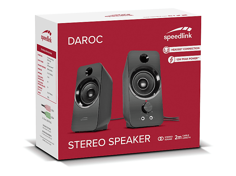 SPEEDLINK DAROC Stereo Lautsprecher schwarz; Stereo-Lautsprecher — Foto 2 von 5